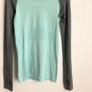 lululemon athletica Tops - lululemon blouse swiftly tech long blue & gray lululemon athletica Tops - lululemon blouse swiftly tech long blue & gray
